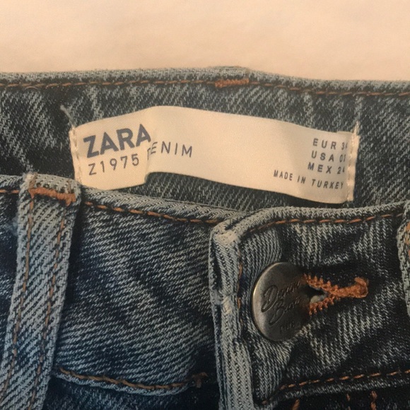 NWOT Zara High Waist Jeans with red,blue and metallic - Picture 6 of 9